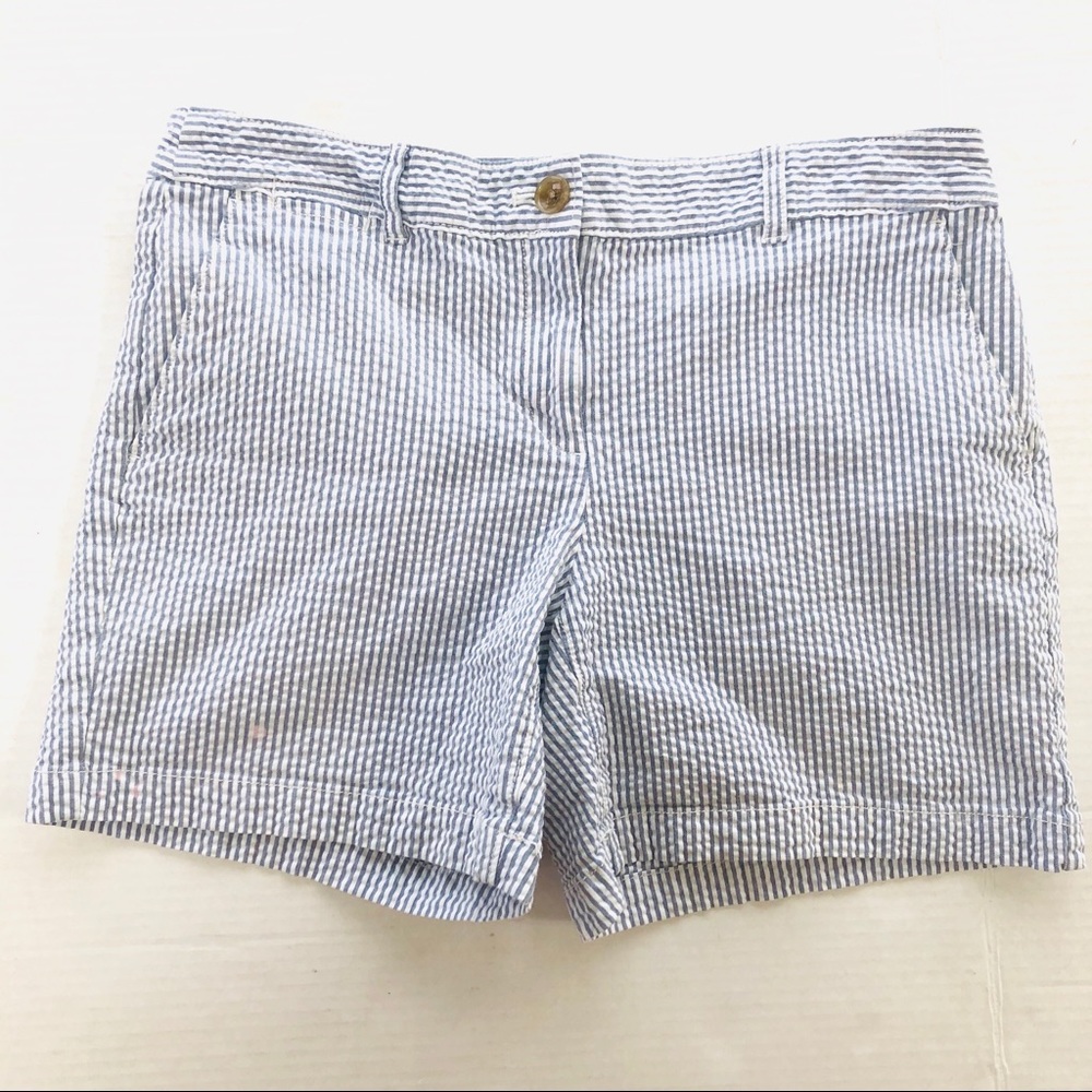 LOFT blue and white seersucker shorts